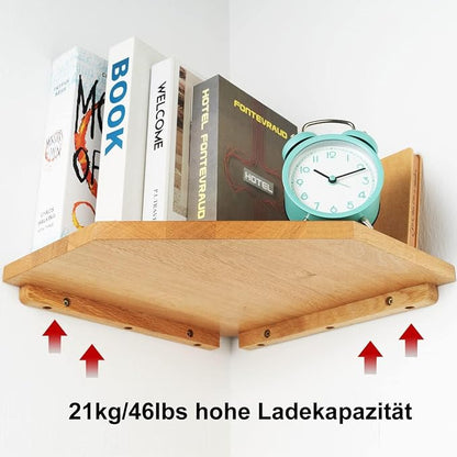 Corner Wall Shelves, Corner Floating Shelves Set of 2 Solid Oak Wood Display - Image 7