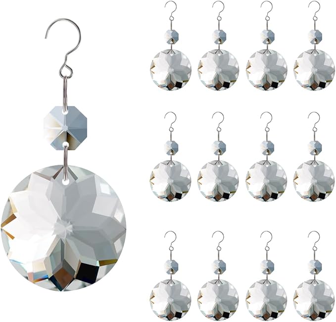 12pcs Crystal Suncatchers, Hanging Crystals Chandelier Prisms for Windows, Rainbow Maker Home Decoration