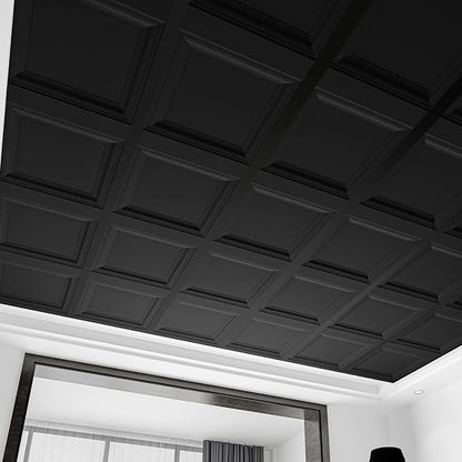 Art3d 24-Pack Square Drop Ceiling Tile 2ft x 2ft in Black, PVC Ceiling Panel 24 - Image 3