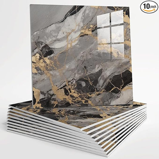 10pcs Peel and Stick Tile Shower Waterproof Marble Tiles Wall Panels, by Unknown
