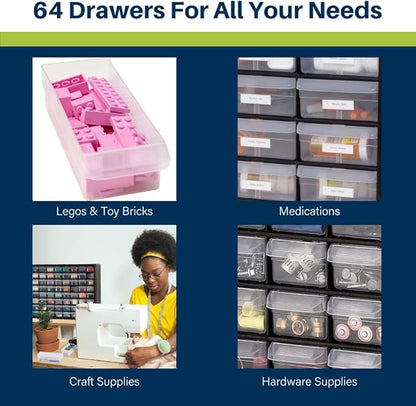 Akro-Mils 64-Drawer Plastic Storage Cabinet, 20-Inch W x 6-Inch D x 16-Inch H | - Image 5