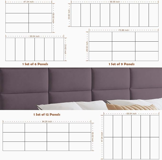 IFNOW Wall Mounted Upholstered Headboard Full, 3D Peel and Stick Soundproof - Image 6