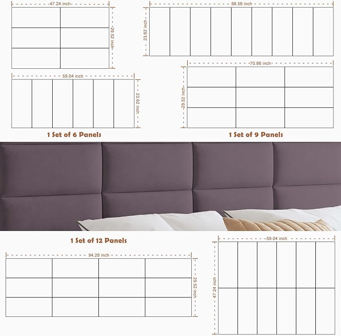 IFNOW Wall Mounted Upholstered Headboard Queen, 3D Peel and Stick Soundproof - Image 6