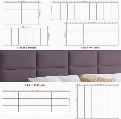 IFNOW Wall Mounted Upholstered Headboard Queen, 3D Peel and Stick Soundproof - Image 6