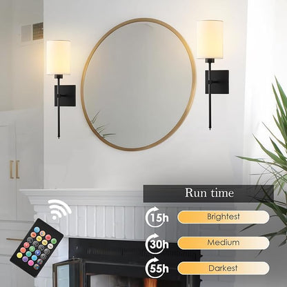 KARTOOSH Battery Operated Wall Sconce Set of Two, Wireless Rechargeable Wall - Image 3