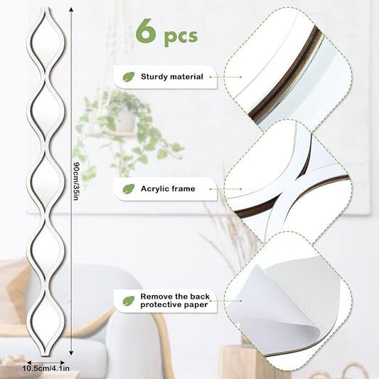 Yulejo 6 Pcs Acrylic Teardrop Mirror Decor Narrow Wall Decor Boho Vintage Wall - Image 2