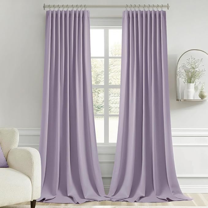 MIULEE Lilac Back Tab Blackout Curtain 96 Inch Long 2 Panels Set - Image 9