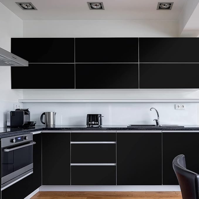 practicalWs 15.7 inch x 984.2 inch Black Wallpaper Solid Color Contact Paper - Image 7