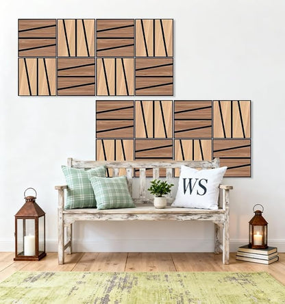 WoveN SounD Artisan Acoustic Wall Panels, 16 Pack 12x12 Inch, PVC Wood Grain - Image 9
