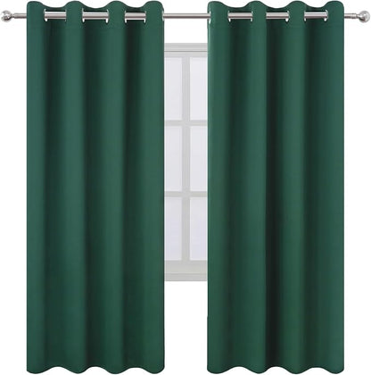 LEMOMO Blackout Curtains 66 x 72 Inch Long Dark Green Curtains Set of 2 Panels - Image 2