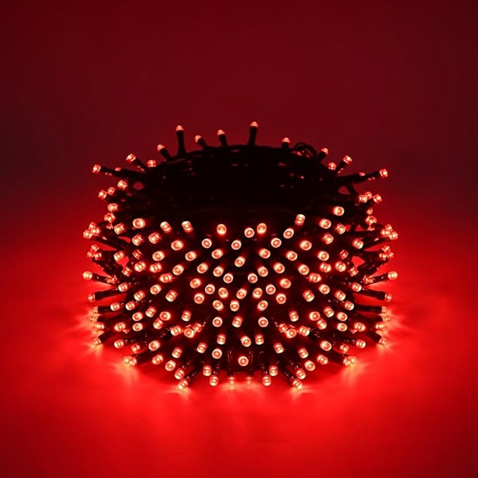600 LED Halloween Lights, 216 FT Waterproof String Lights With 8 Lighting Modes for Outdoor Party, Yard, Garden Decoration (Red)