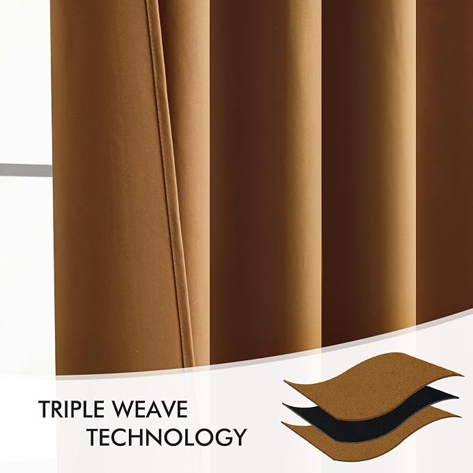 MIULEE Golden Brown Back Tab Blackout Curtains 84 Inch Length 2 Panels Set - Image 7