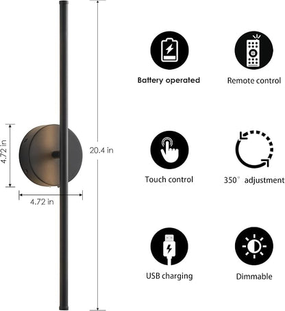 KARTOOSH Battery Operated Wall Sconces, Dimmable Wall Sconces Set of Two - Image 5