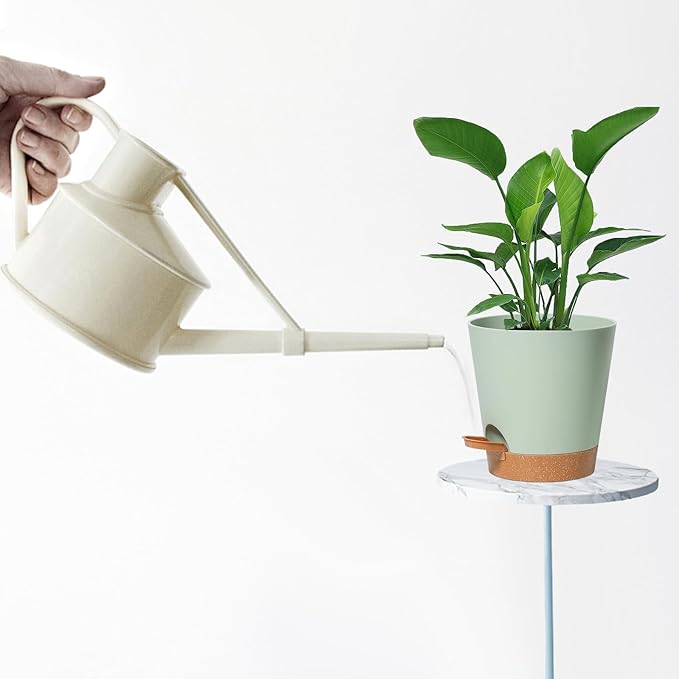 Self Watering Pots, Flower Planting Pots for Indoor Outdoor Plants, African Violet, Flowers, Succulent,Cactus Plant Pots with Drainage Holes Green Plastic Pots Gift Idea For Lazy people House Decor