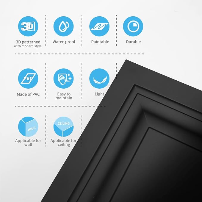 Art3d 24-Pack Square Drop Ceiling Tile 2ft x 2ft in Black, PVC Ceiling Panel 24 - Image 6