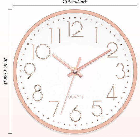 Foxtop 8 Inch Wall Clock Modern Small Wall Clocks Battery Operated Silent - Image 2