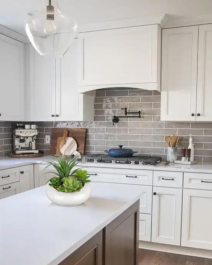 Large Artificial Succulents Plants Faux Succulents in Pots Fake Succulent Arrangement Potted Plants with White Ceramic Pot for Office Desk Bathroom Shelf Living Room Indoor & Outdoor Home Decor