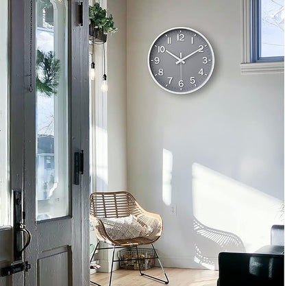 HZDHCLH Grey Wall Clock 12 Inch Silent Non Ticking Clock - Image 3