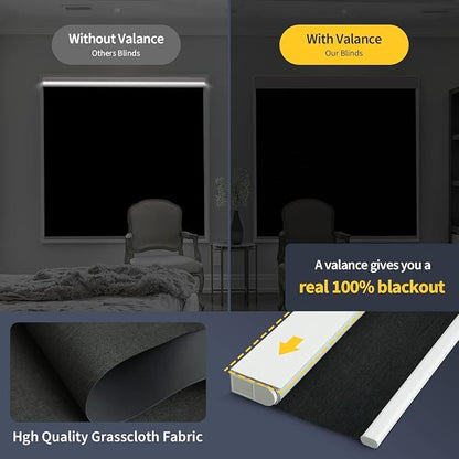 Motorized Blinds with Remote, Grasscloth Fabric Smart Blinds with Valance Cover - Image 3