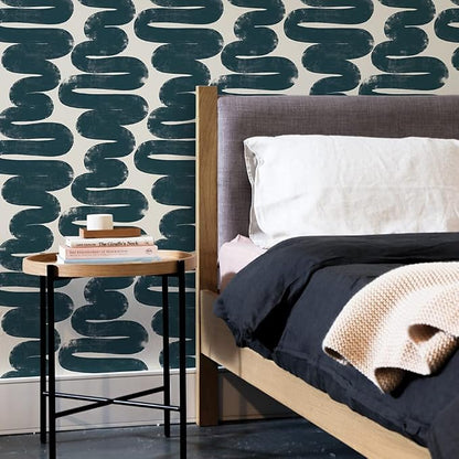 Tempaper x Bobby Berk Blue & Cream Wiggle Room Removable Peel and Stick - Image 2