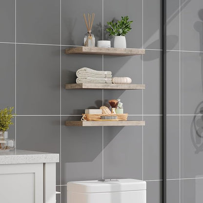 RALGEND Floating Shelves for Wall, 1.5" Thick Wall Shelf Set of 3 - Image 2