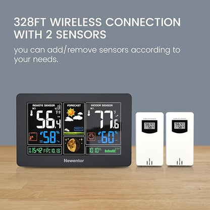 Newentor Weather Station Wireless Indoor Outdoor Thermometer, Color Display - Image 2