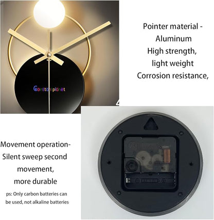 Black and Gold Wall Clock for Kitchen Glass Decorative Wall Clocks Battery - Image 7