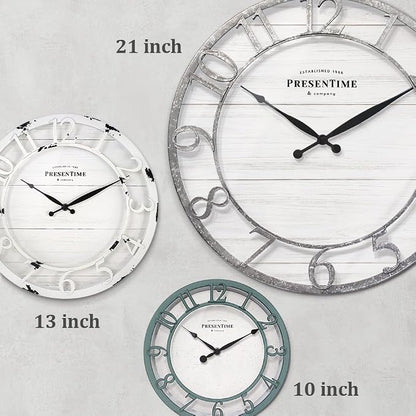 Presentime & Co 21" Farmhouse Series Wall Clock, Shiplap Style, Raised 3D - Image 6