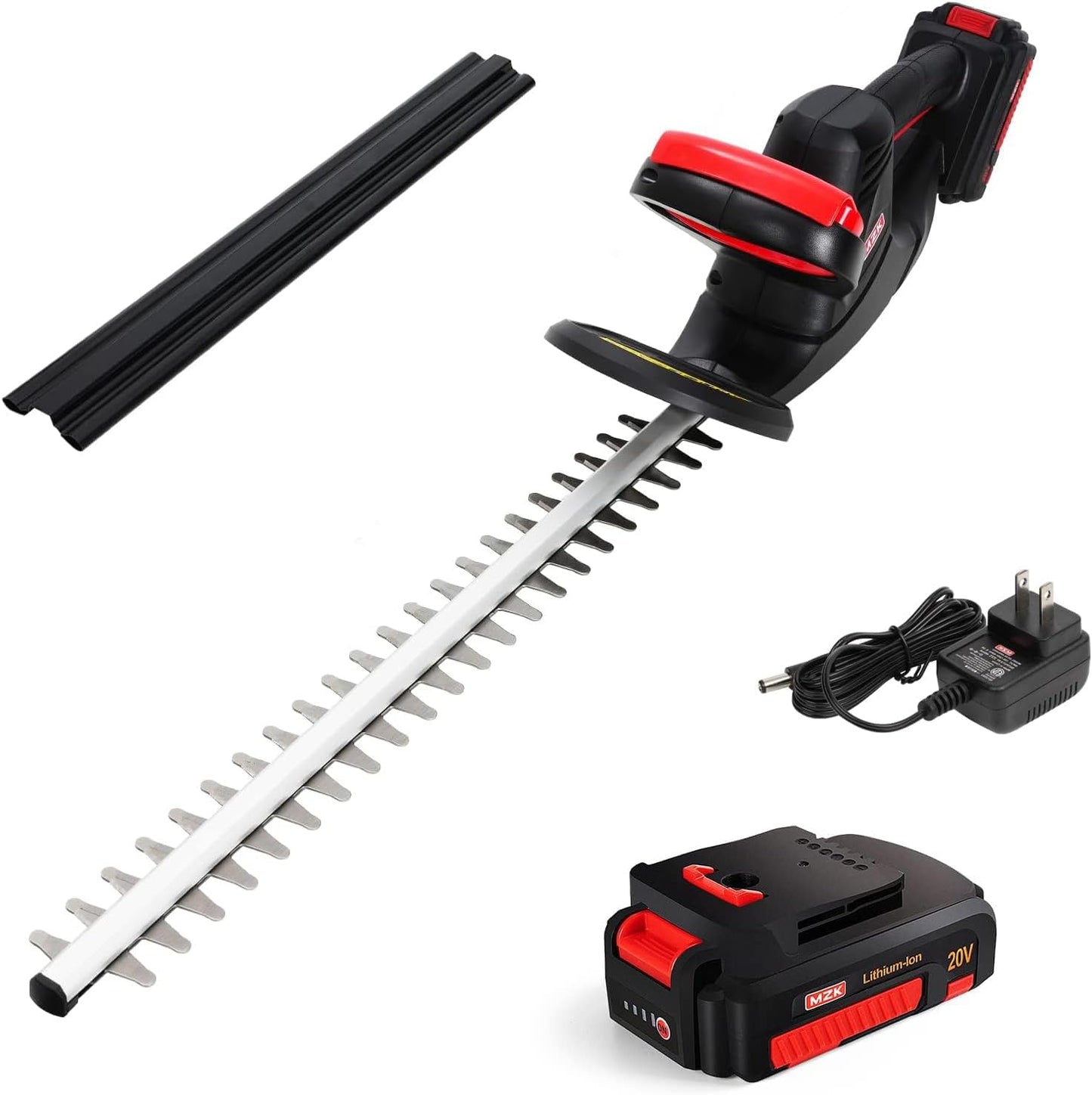 MZK 22'' Cordless Hedge Trimmer, 20V Bush Trimmer, Handheld Hedge Cutter, Grass Shrub Trimmer, Lightweight & Compact Trimmer(Battery & Charger Included)