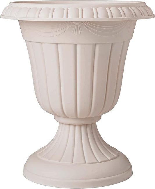PL00TP Classic Traditional Plastic Urn Planter Indoor/Outdoor, 16" x 18", Taupe