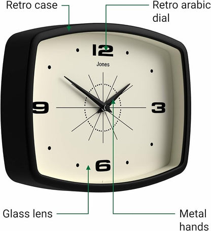 JONES CLOCKS® Movie wall Clock | Retro Rectangular Clock | 10 inch | Black | - Image 6
