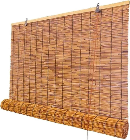 Outdoor Blinds Roman Shades for Windows Bamboo Roller Shades for Patio Porch by BAYUE