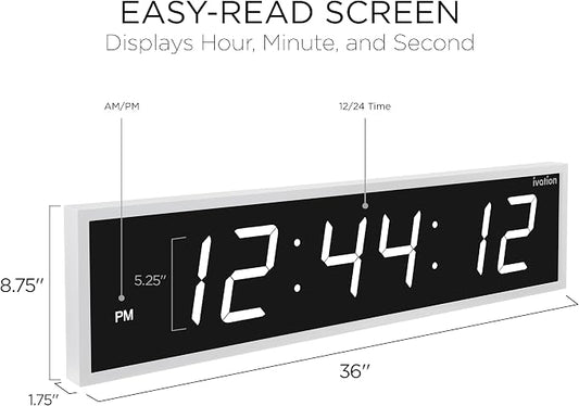 Ivation Oversized Large Digital Wall Clock - Image 2