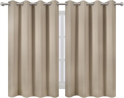 LEMOMO Khaki Thermal Blackout Curtains/52 x 45 Inch/Set of 2 Panels Room - Image 2