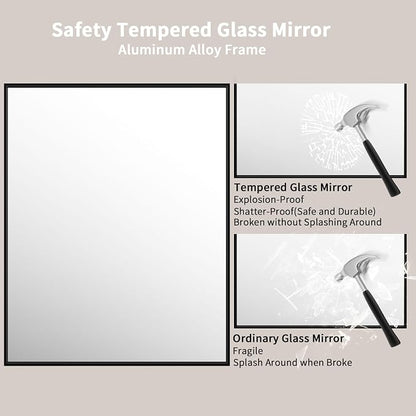 LOAAO 40"X32" Black Rectangle Bathroom Mirror Wall, Matte Black Aluminum Alloy - Image 5