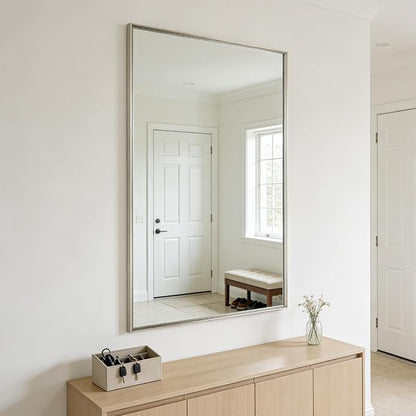 Bathroom Mirror for Wall, 30x40 Inch Metal Framed Mirror, Brushed Nickel - Image 8