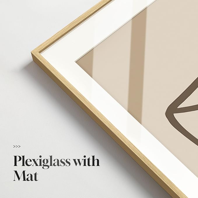 Framed Matisse Abstract Neutral Wall Art, 5 Piece Large Beige Canvas Prints Set - Image 6