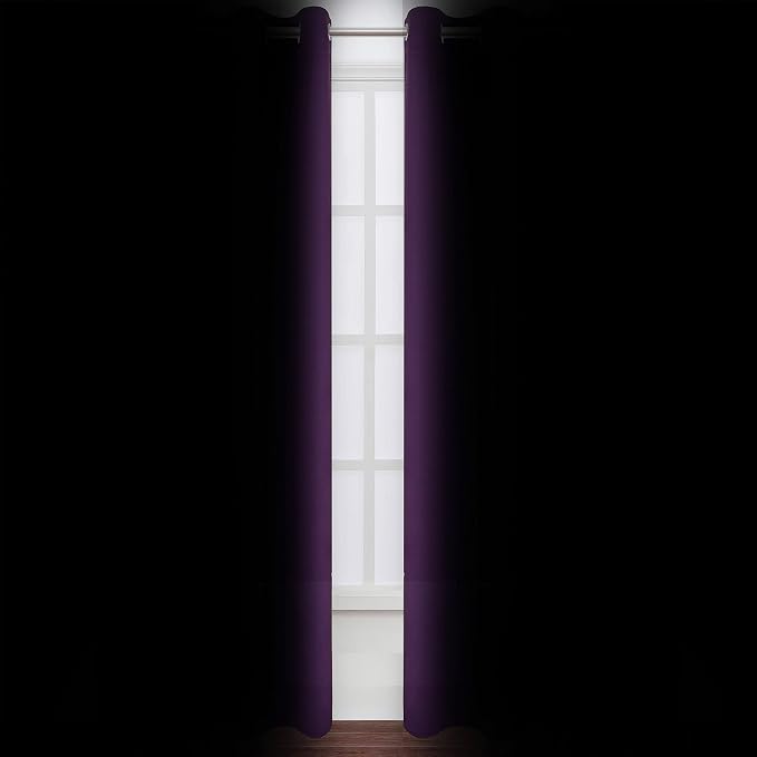 LEMOMO Purple Thermal Blackout Curtains/52 x 108 Inch/Set of 2 Panels Room - Image 3