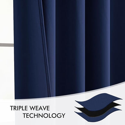 MIULEE Navy Blue Back Tab Blackout Curtains 120 Inch Long 2 Panels Set - Image 7