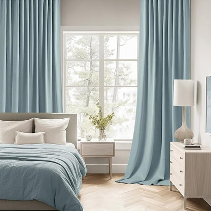 MIULEE Slate Blue Back Tab Blackout Curtains 72 Inches Long 2 Panels Set - Image 2