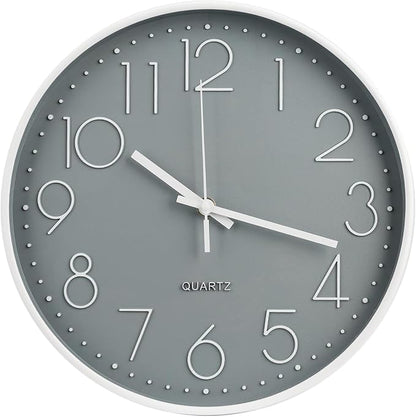 Wall Clock 10 Inch Non-Ticking Silent Modern Simple Style Round Decor Clock by BAKBRAND