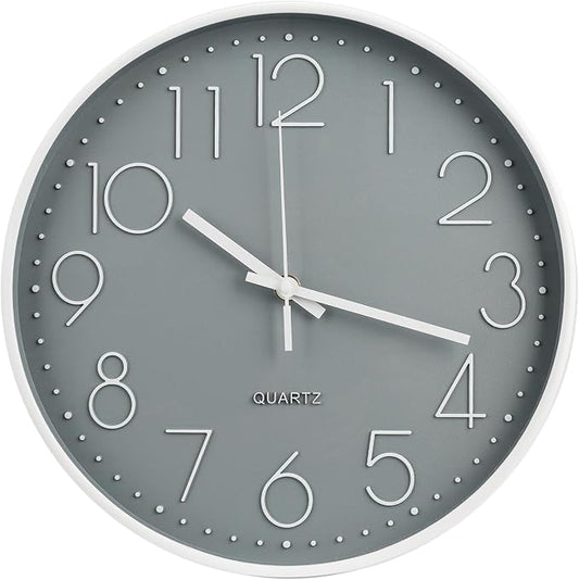 Wall Clock 10 Inch Non-Ticking Silent Modern Simple Style Round Decor Clock by BAKBRAND