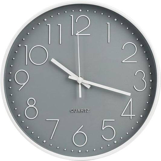 Wall Clock 12 Inch Non-Ticking Silent Modern Simple Style Round Decor Clock by BAKBRAND