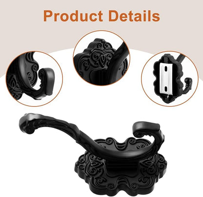 Zonon 8 Pcs Black Wall Hooks Set Vintage Coat & Towel Hooks - Image 3