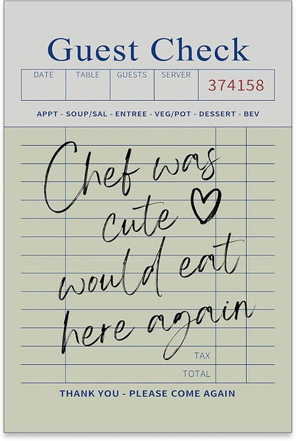 PDFI Trendy Kitchen Wall Art Guest Check Prints Chef Was Cute Would Eat Here by PDFI