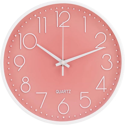 Wall Clock 10 Inch Non-Ticking Silent Modern Simple Style Round Decor Clock by BAKBRAND