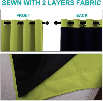 NICETOWN Blackout Curtains 80 inches Long, 2 Pieces, Fresh Green, Full Light - Image 5