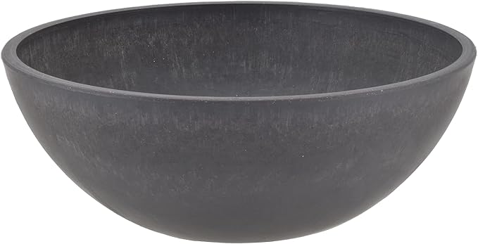 PSW Pot M30DC Collection Shallow Garden Bowl Low Planter for Succulents, Bonsai, Fairy Gardens, Herbs, 12-inch, Dark Charcoal