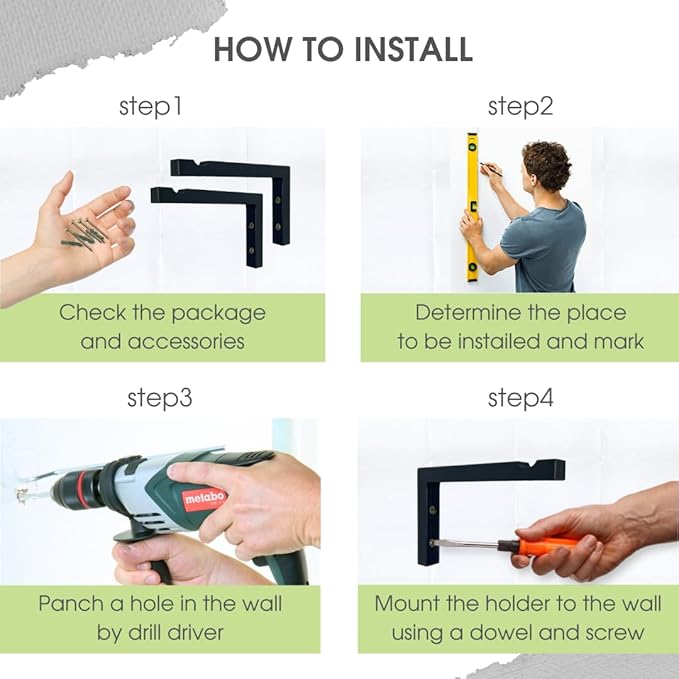 2-Piece Set of Plant Hooks for Wall 6 Inch - L-Shaped Mounted Wooden Plant Hook - Indoor and Outdoor Bracket Plant Hanger for Planters, Lanterns, Bird Feeders and Plant Basket (Black)