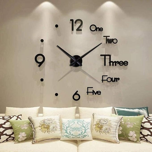 DIY 3D Wall Clock Large Frameless Watch Mirror Surface Wall Art Clock by LOZMOM